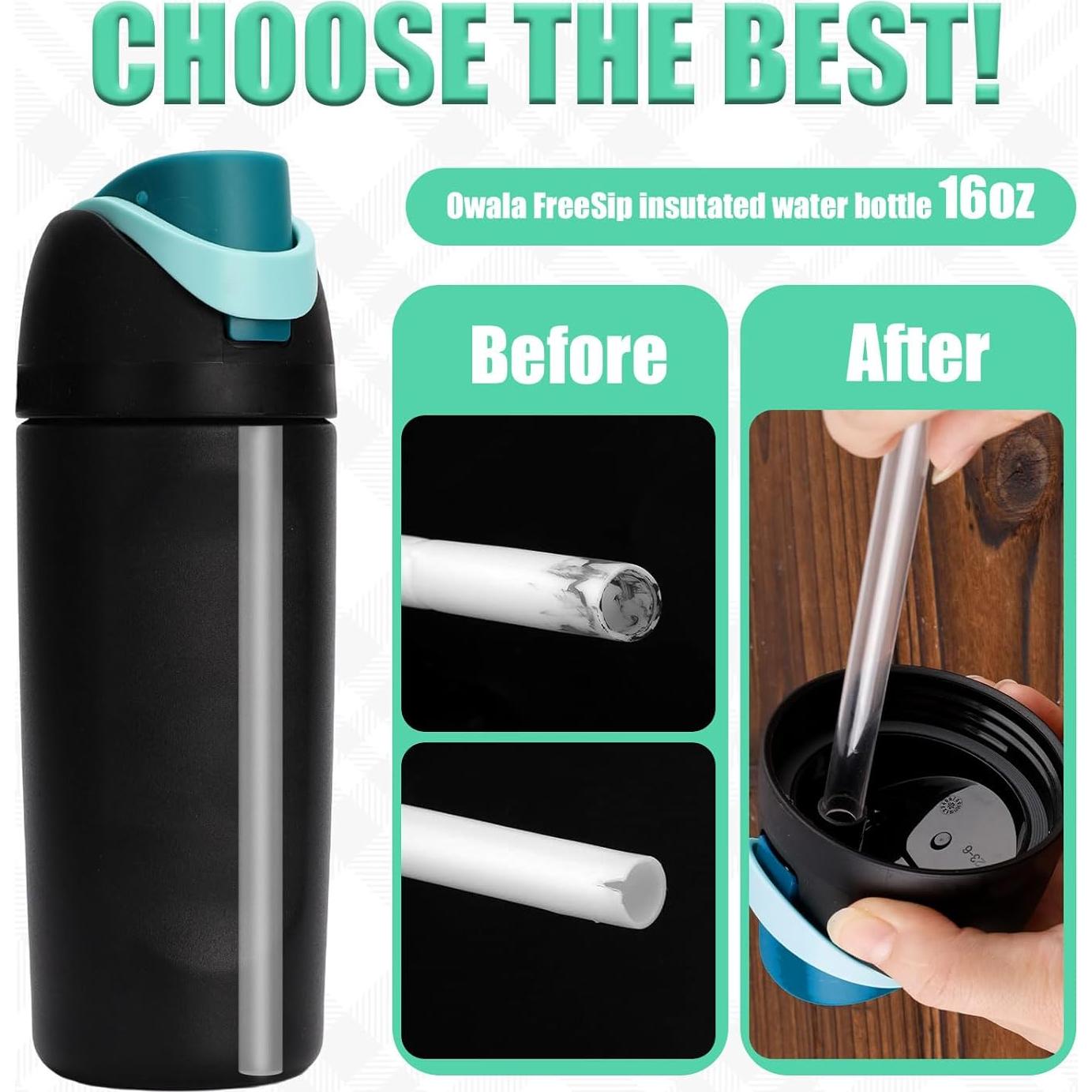 6 Pajillas Reemplazo Owala FreeSip Niños 16oz + Cepillo Limpieza