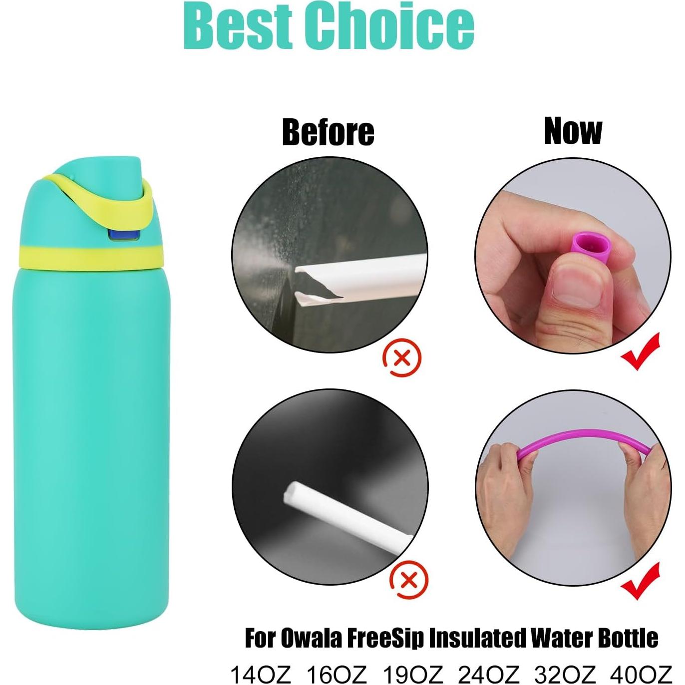 6 Popotes Reutilizables BOXOB para Botellas Owala FreeSip 23.5cm