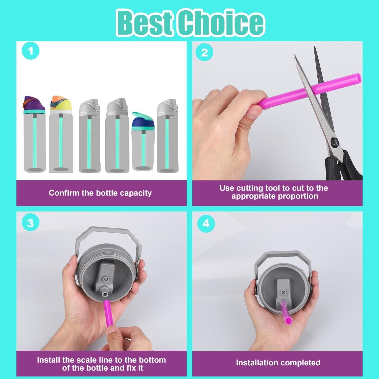 6 Popotes Reutilizables BOXOB para Botellas Owala FreeSip 23.5cm