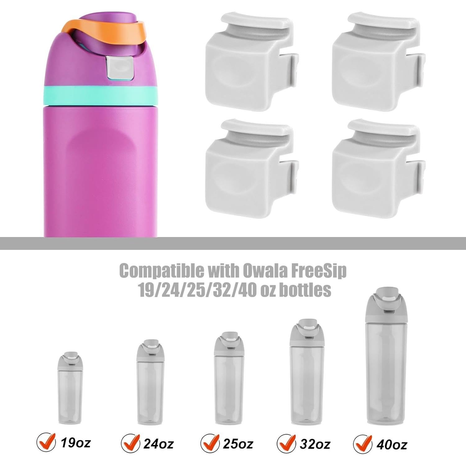 4 Piezas Botones Reemplazo Owala FreeSip 19-40oz Gris