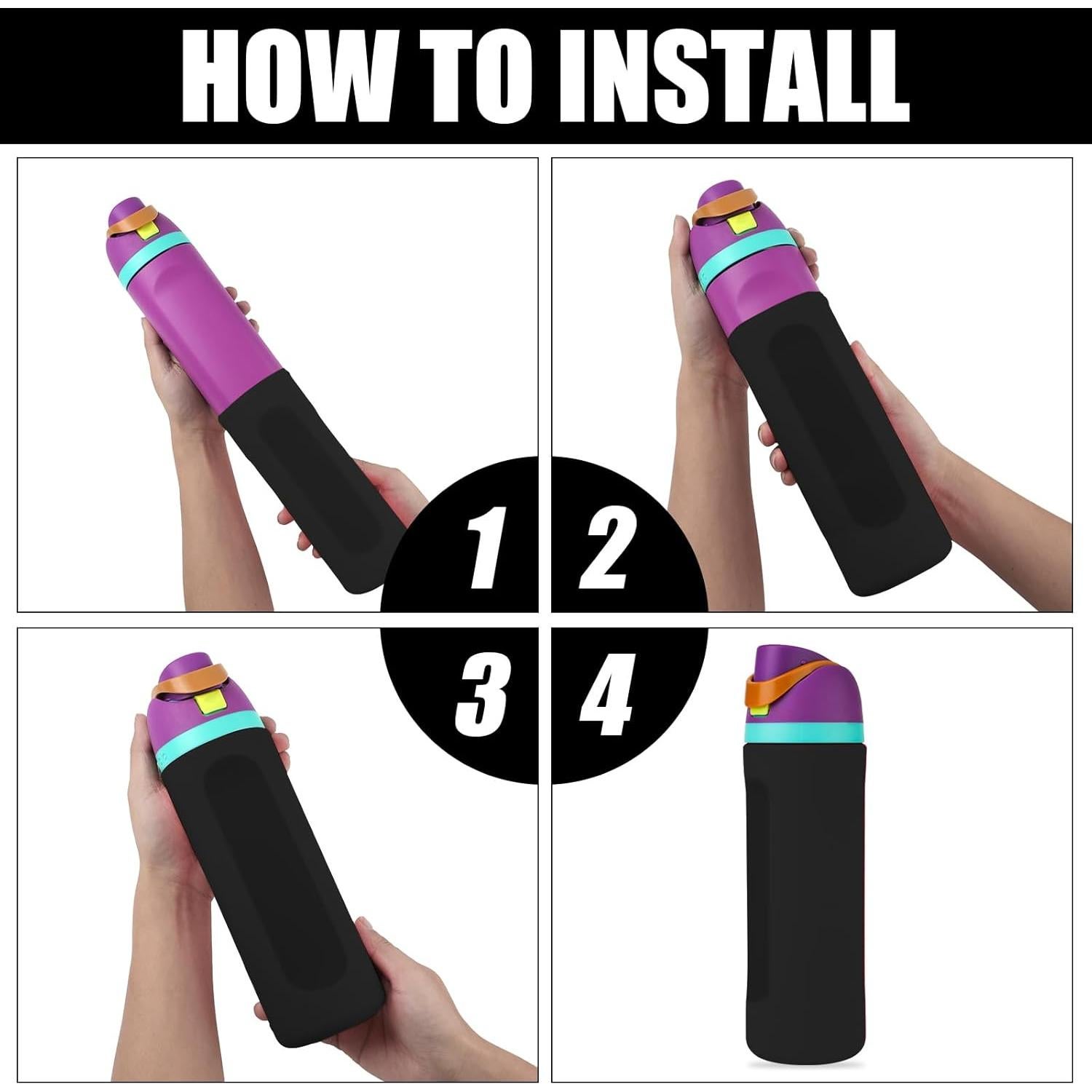 Funda de Silicona Antideslizante para Botella Owala 24oz Negra