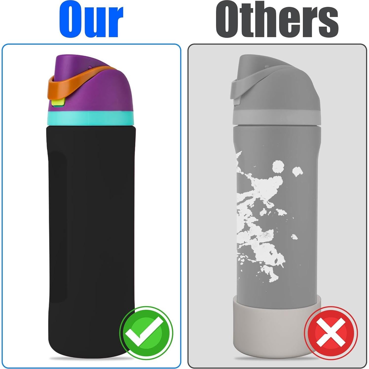 Funda de Silicona Antideslizante para Botella Owala 24oz Negra