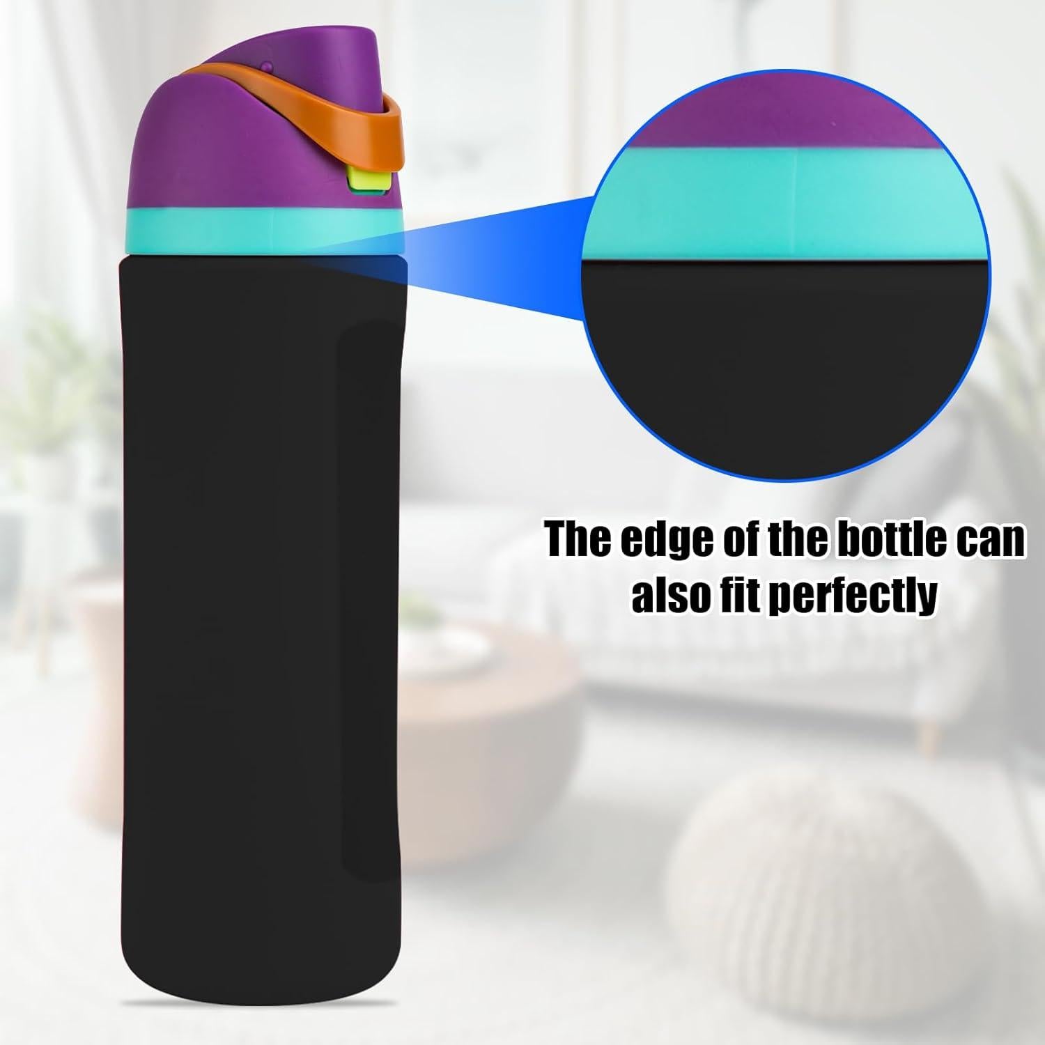 Funda de Silicona Antideslizante para Botella Owala 24oz Negra