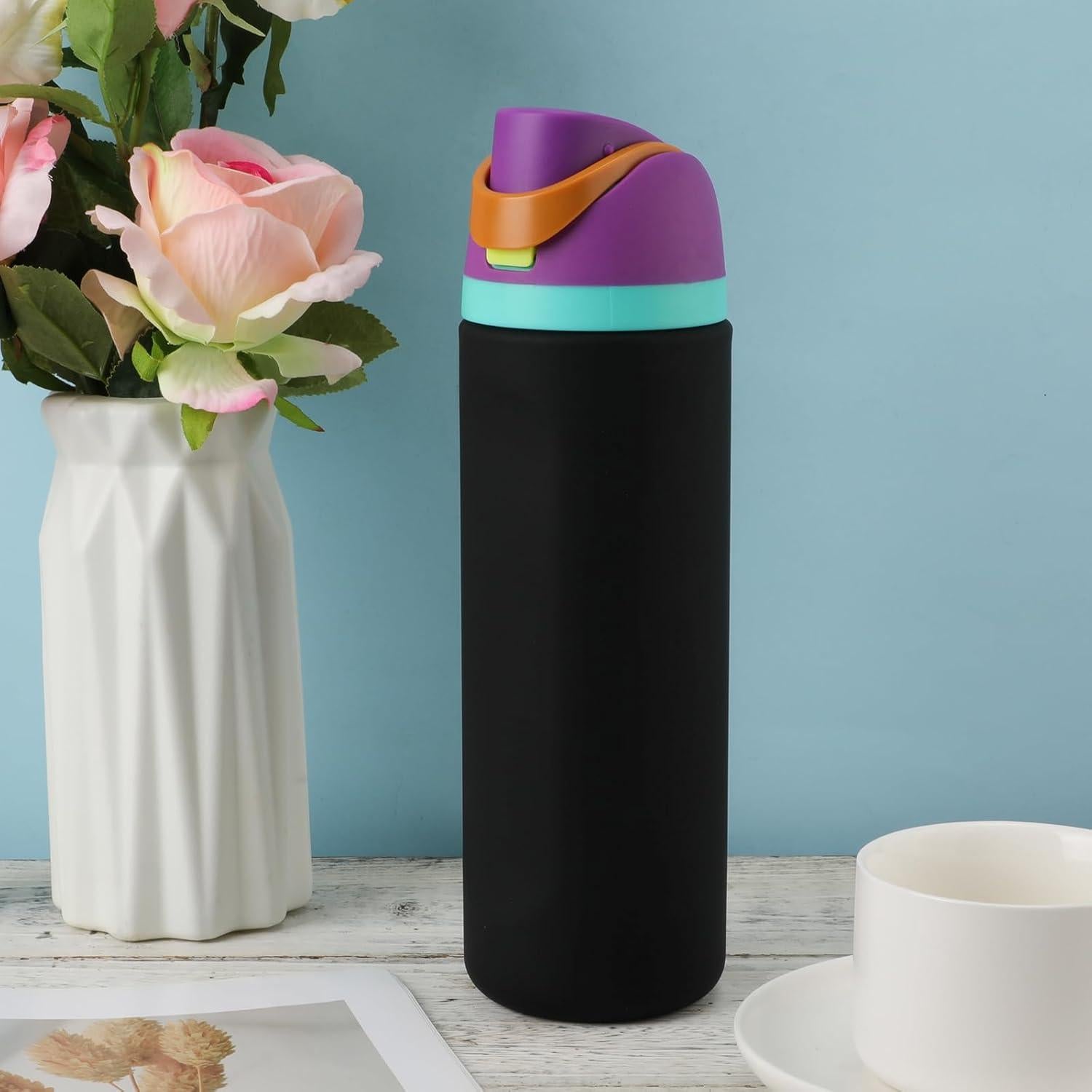 Funda de Silicona Antideslizante para Botella Owala 24oz Negra