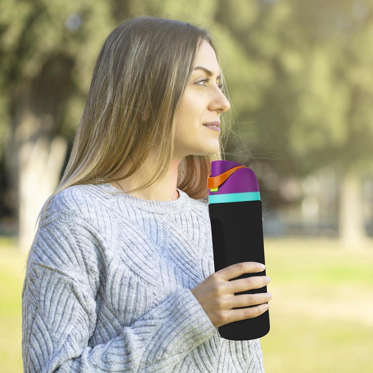 Funda de Silicona Antideslizante para Botella Owala 24oz Negra