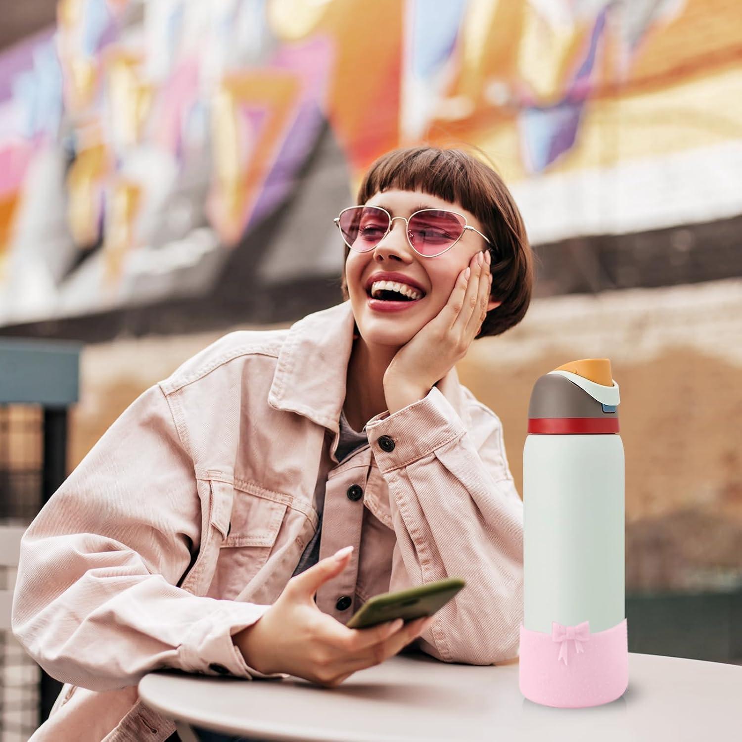 Botín de Silicona Rosa Brillante HIUSITY para Owala 32oz