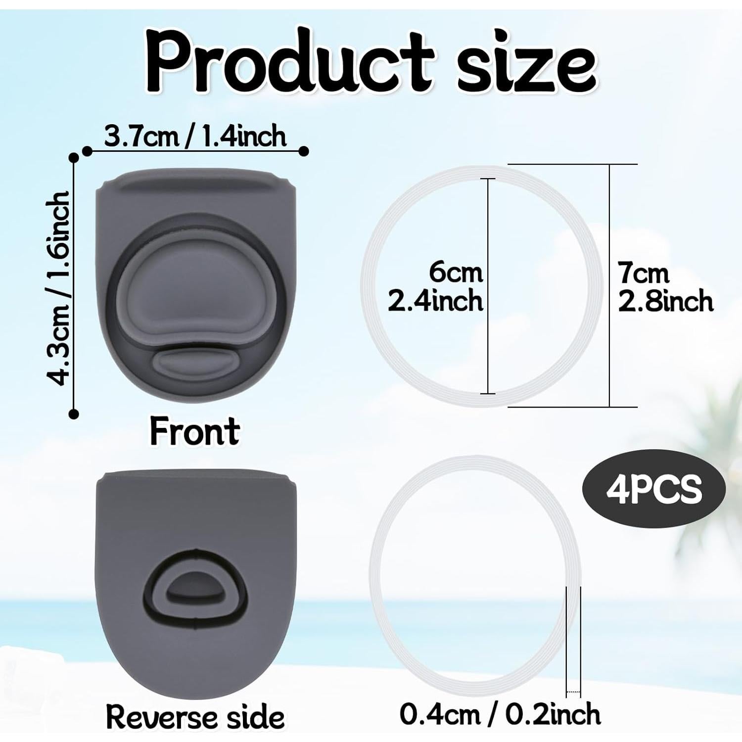 4 Tapones de Repuesto y Anillos Owala FreeSip 16-40oz Gris