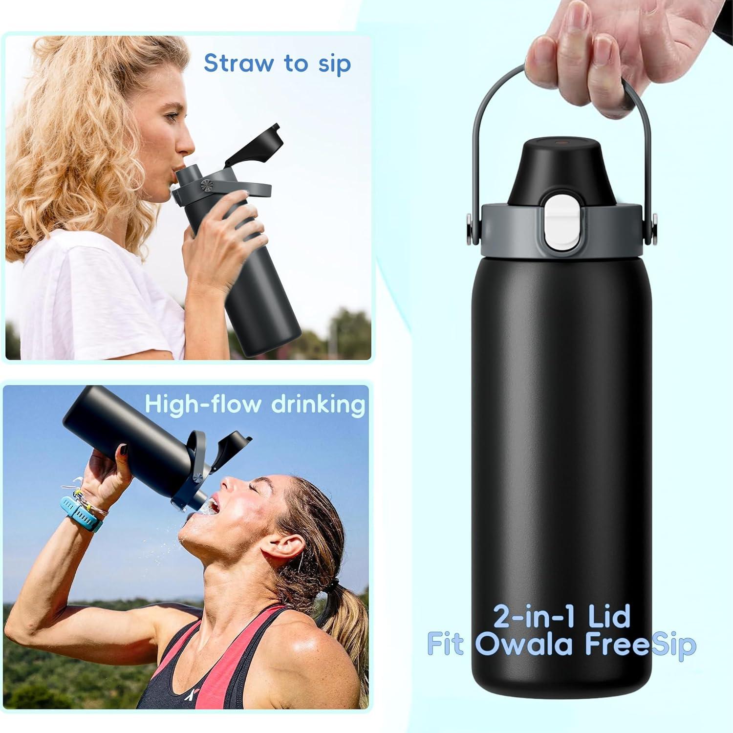 Tapa de Reemplazo Owala Freesip 2 en 1 Gris-Negro 0.47L a 1.18L