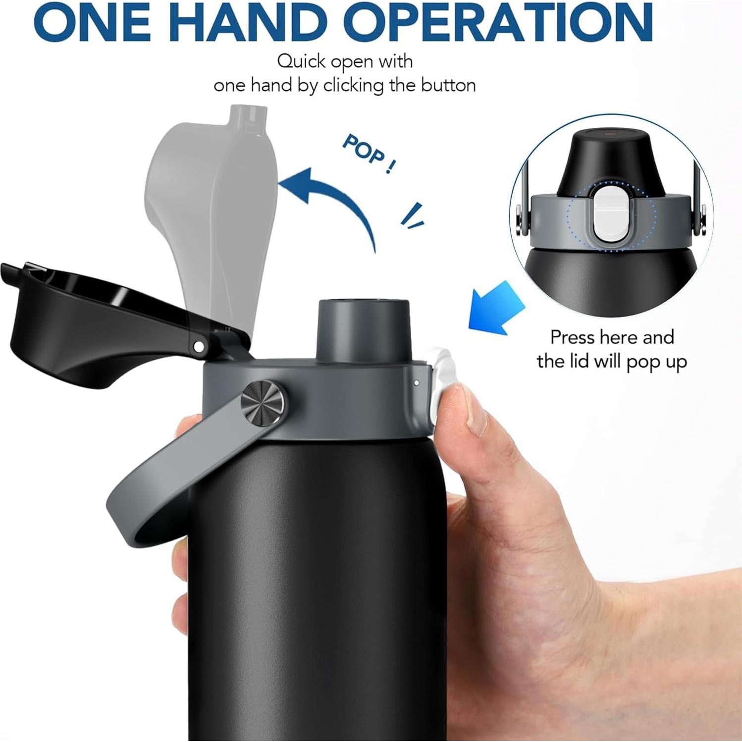 Tapa de Reemplazo Owala Freesip 2 en 1 Gris-Negro 0.47L a 1.18L