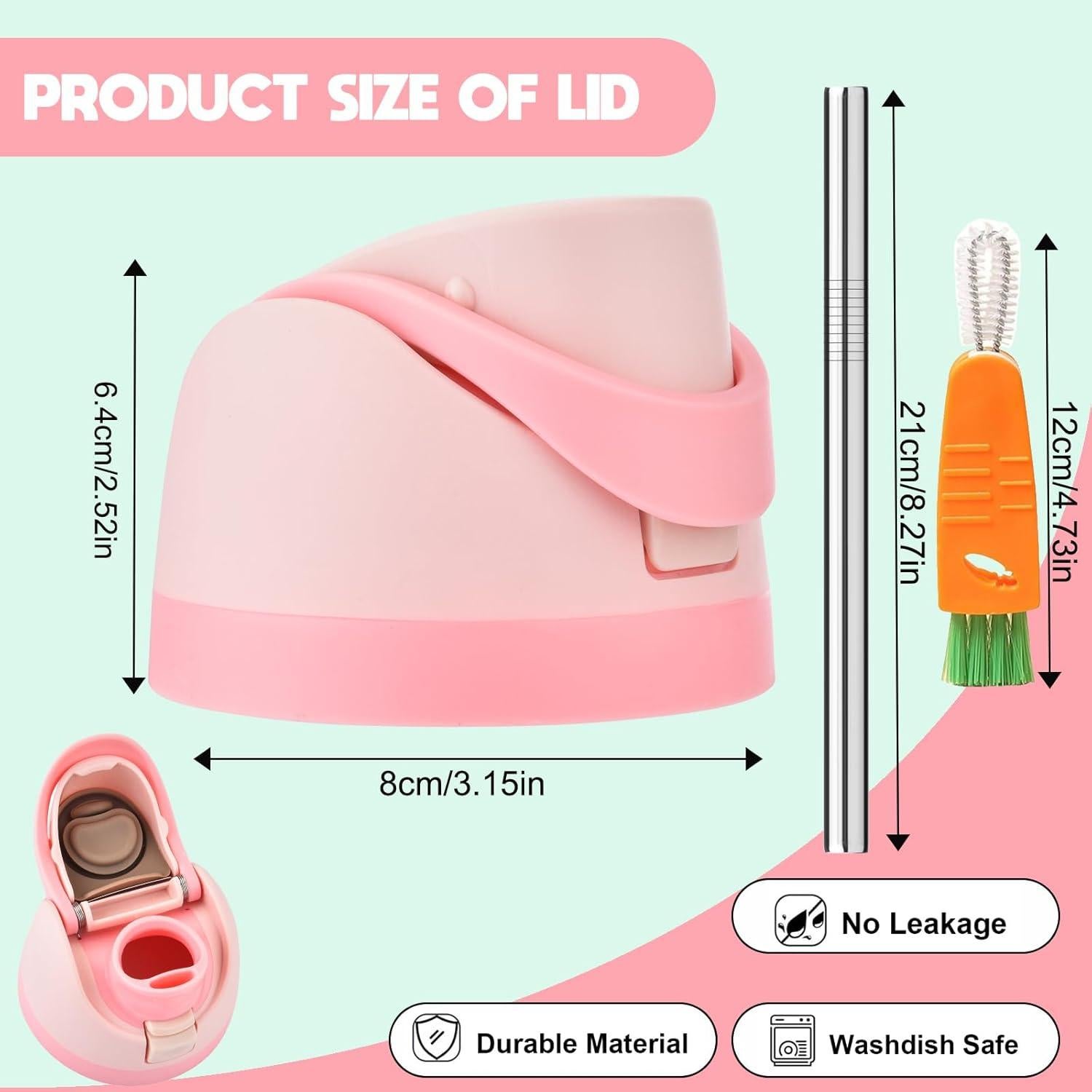 Tapa de Reemplazo Owala Freesip Rosa con Popote y Cepillos