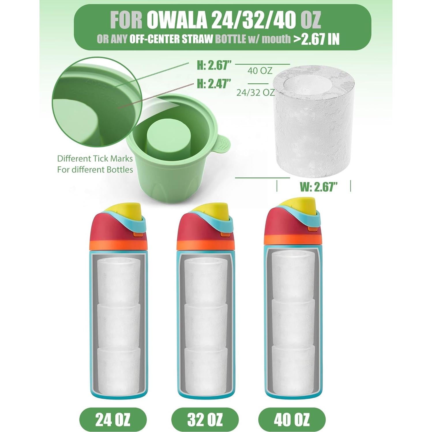 Moldes de Hielo TOVICE para Owala 24-40oz, Silicona Verde