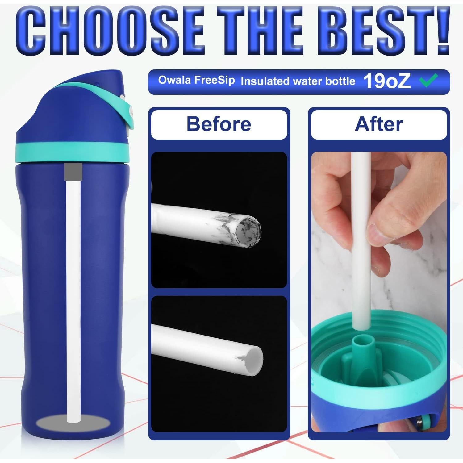 Pajitas Reutilizables Owala FreeSip 19 oz - 6 Piezas + Cepillo