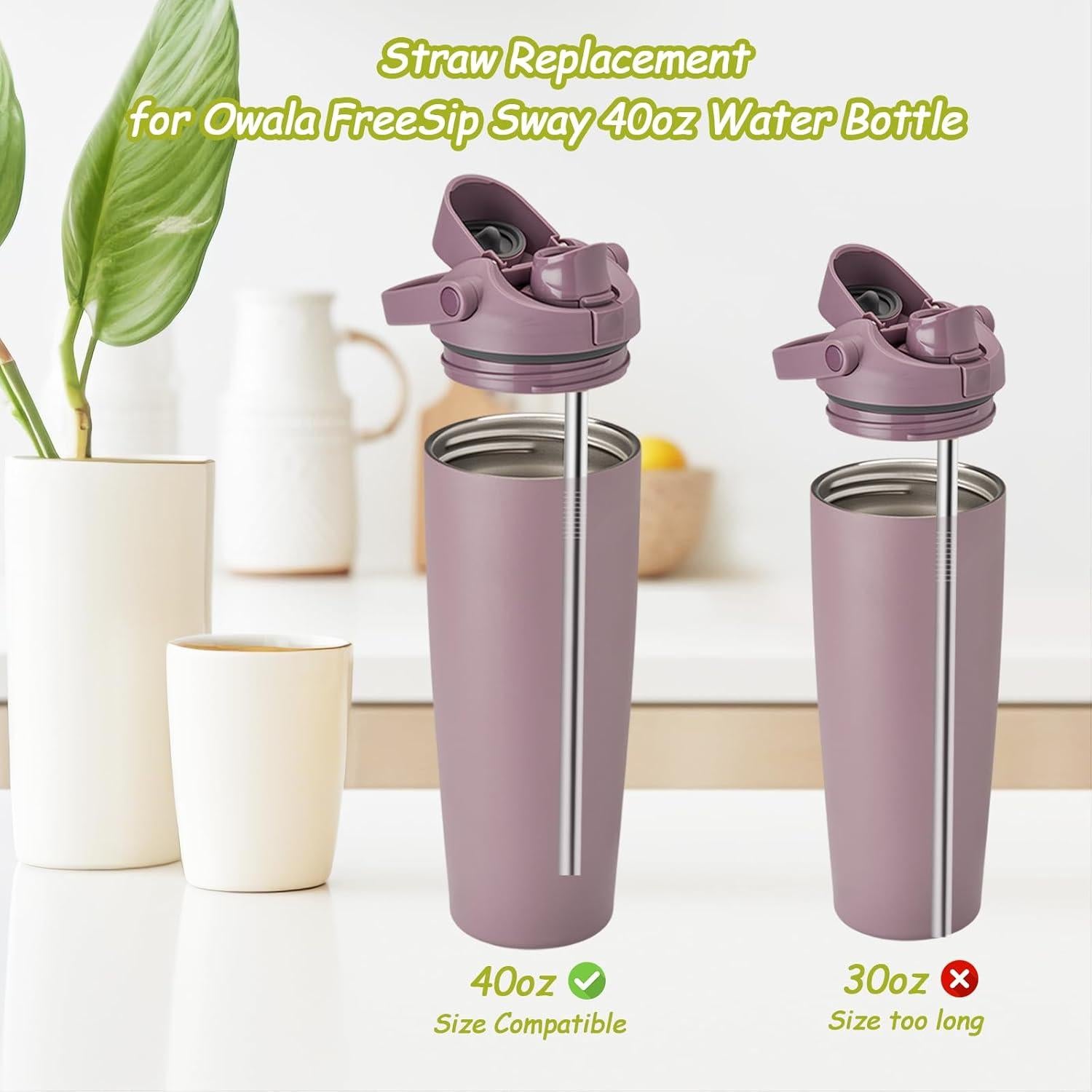 6 Popotes de Acero Inoxidable Reutilizables XZESH para Owala 40oz