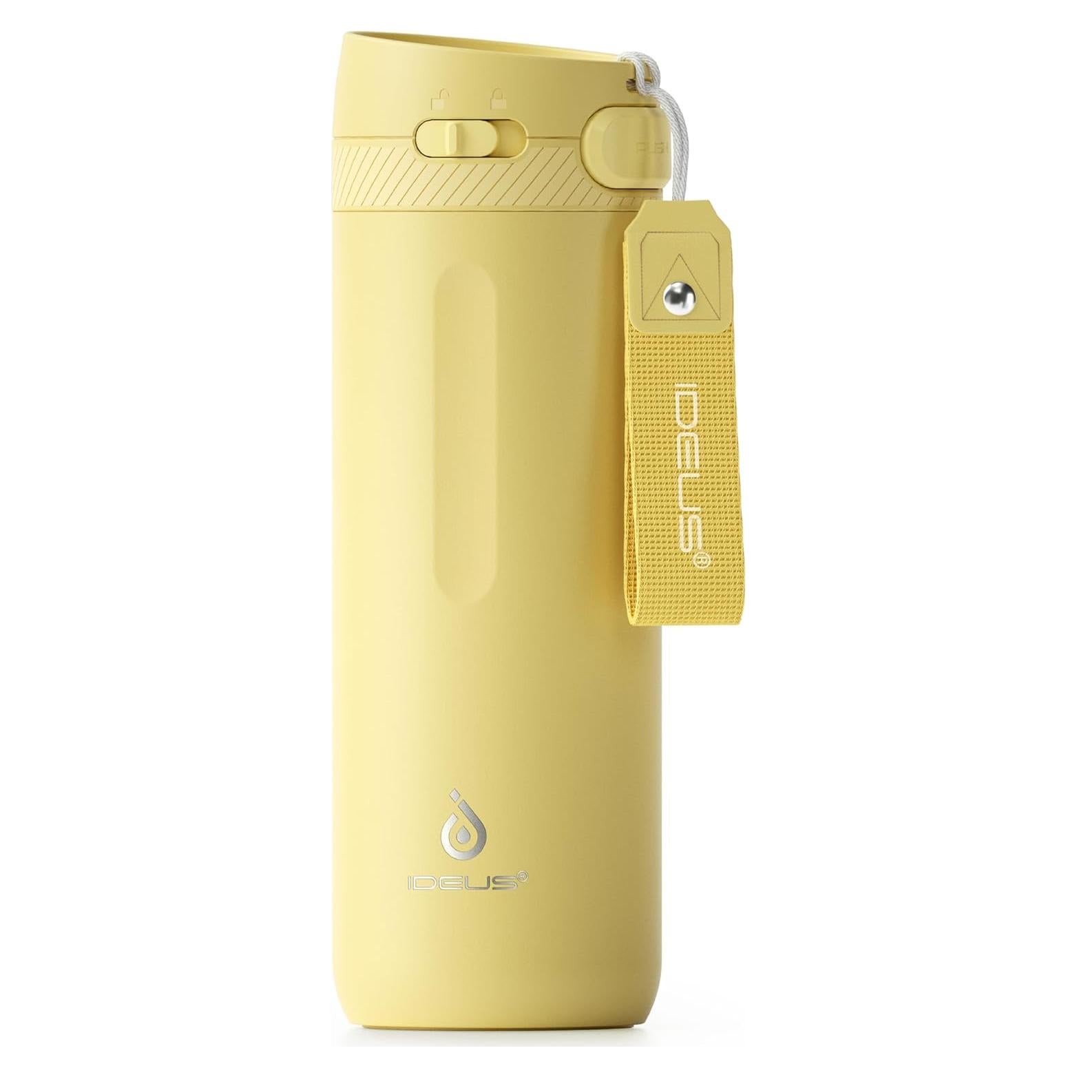 Botella de Agua Aislada IDEUS 500 ml Amarillo Claro Tapa de Tornillo