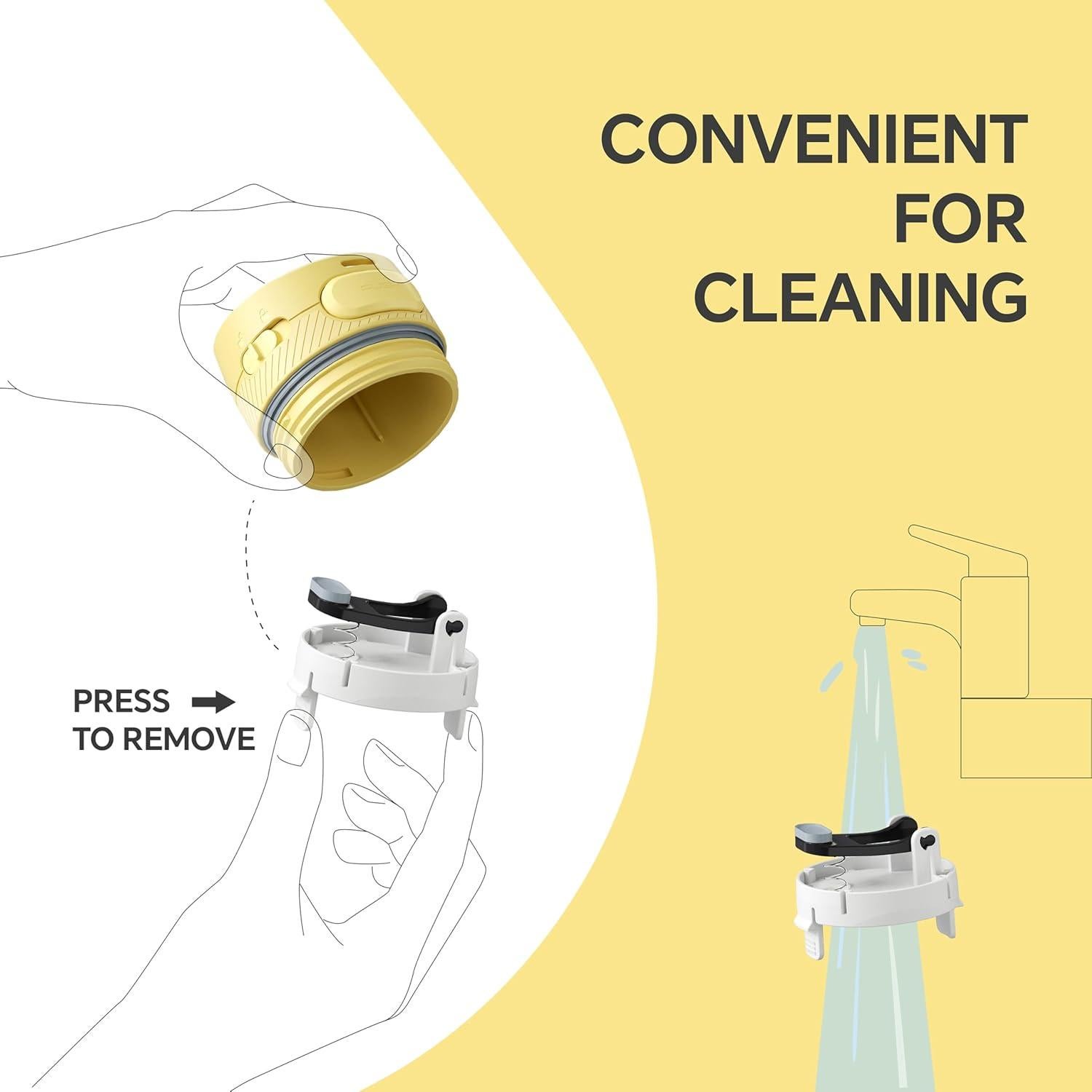 Botella de Agua Aislada IDEUS 500 ml Amarillo Claro Tapa de Tornillo