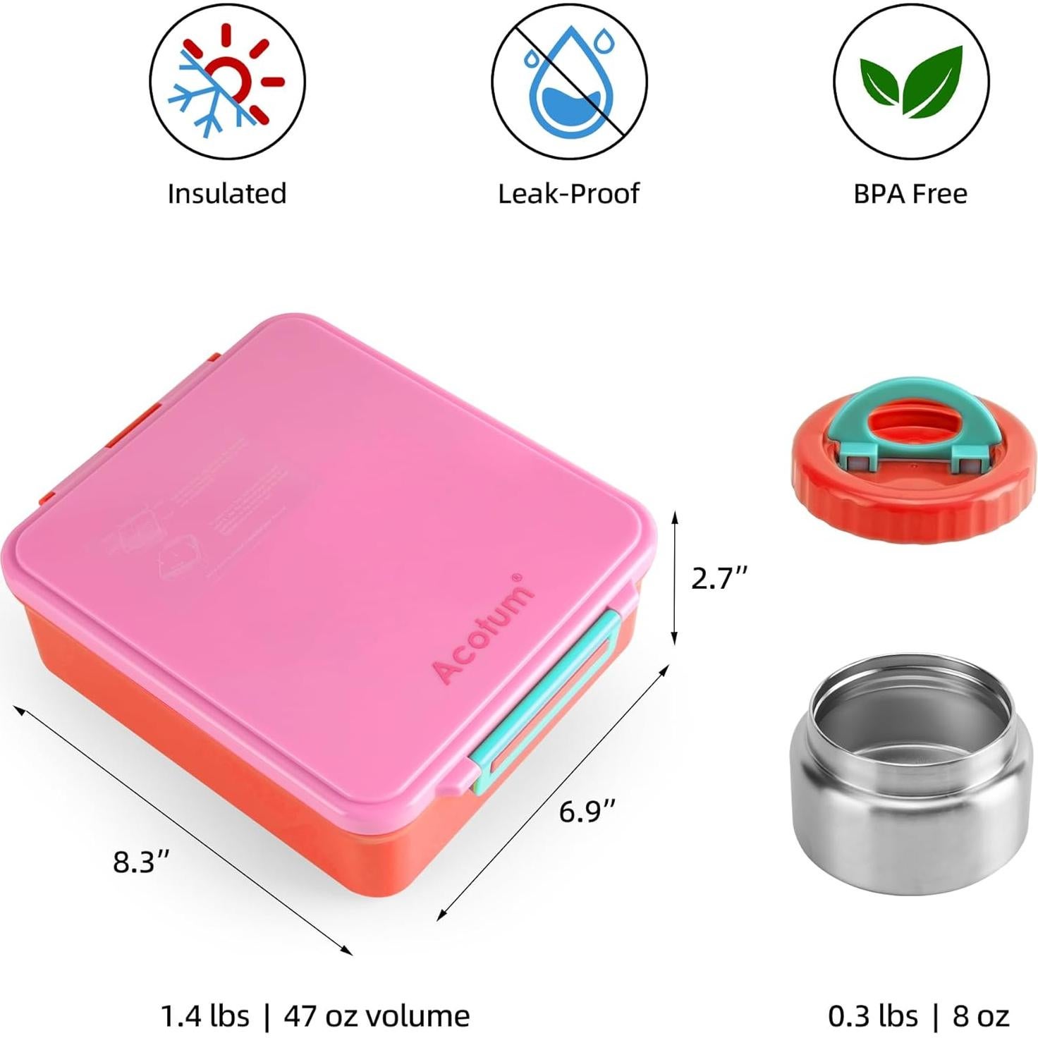 Caja de Almuerzo Bento ACOTUM Vermellón 4 Compartimentos 227g