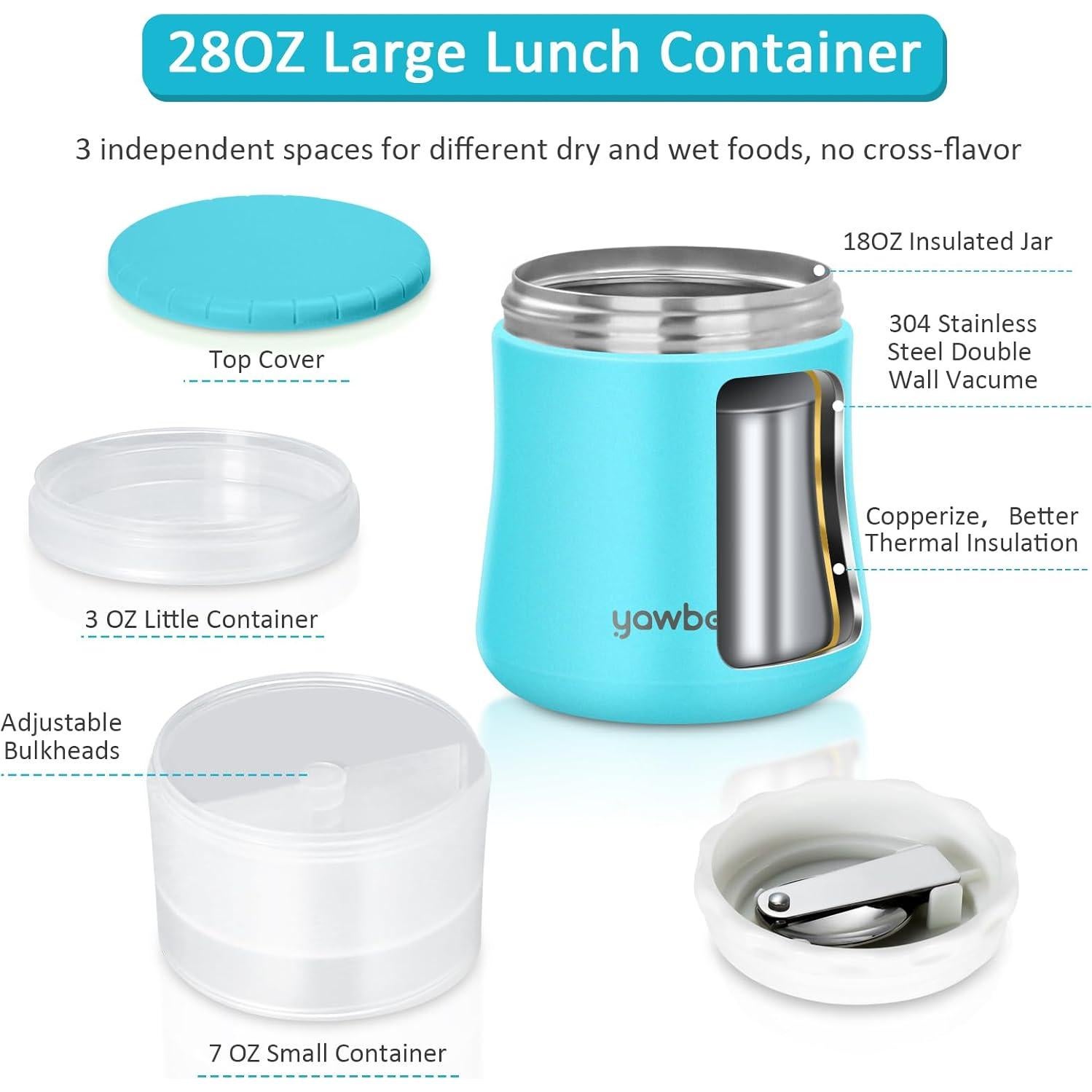 Termo Comida Caliente Yawbay 28oz Acero Inoxidable Azul
