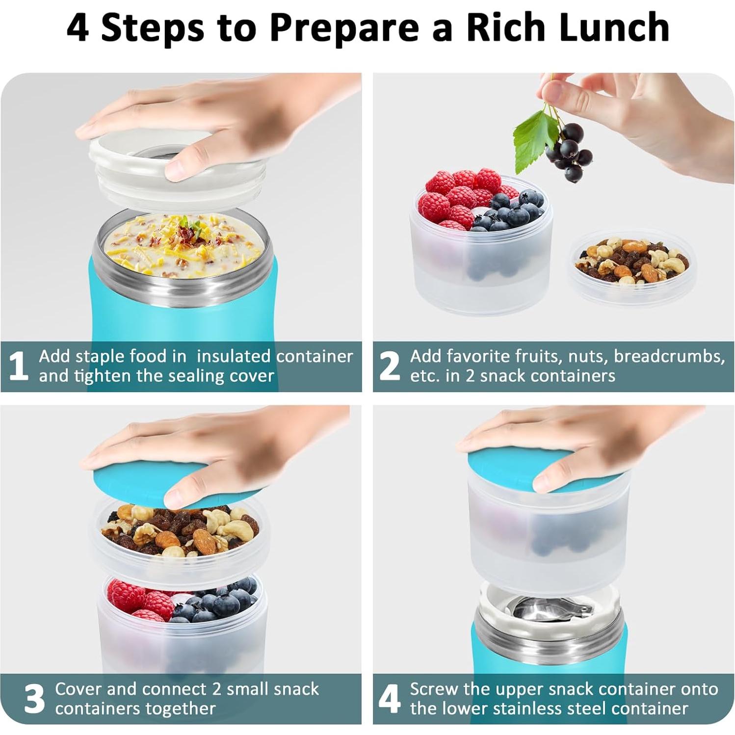 Termo Comida Caliente Yawbay 28oz Acero Inoxidable Azul