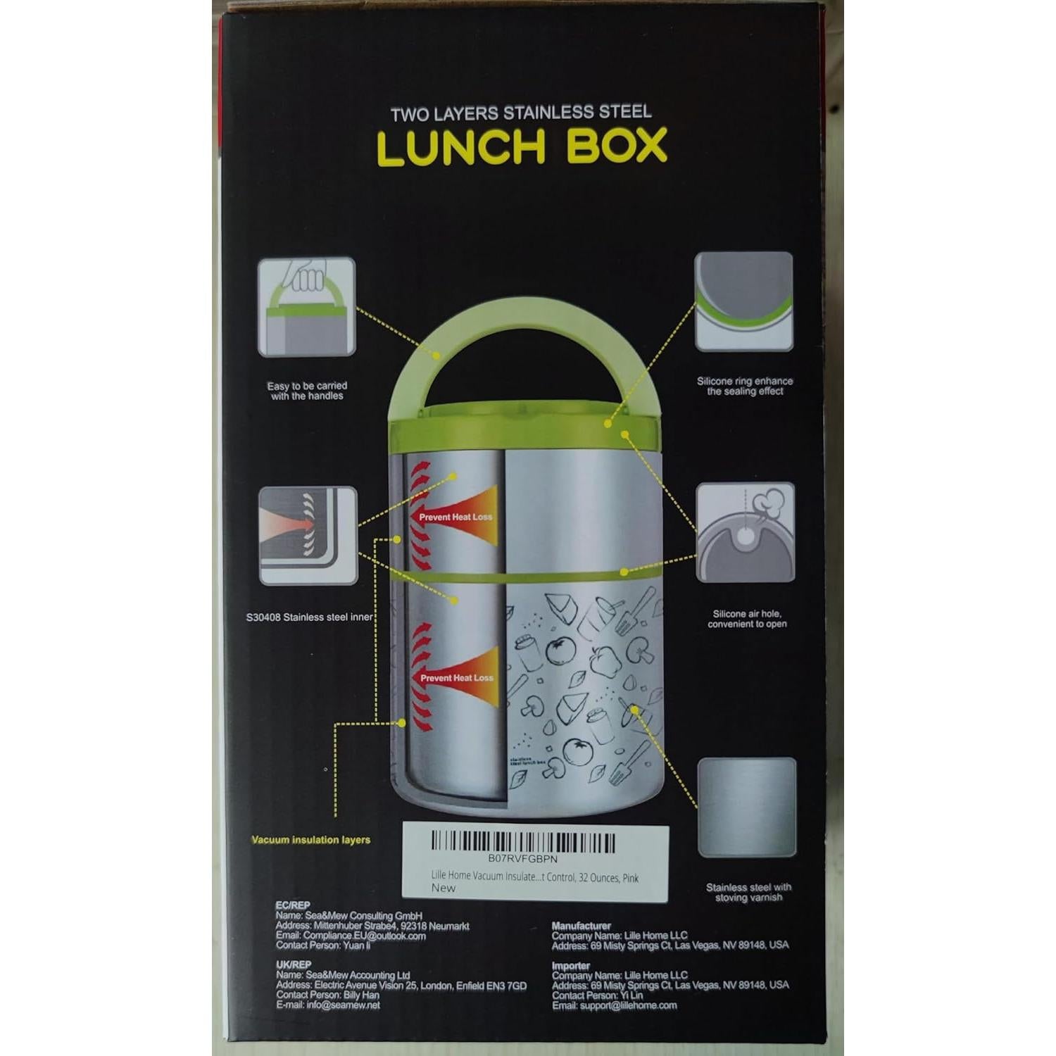 Caja Térmica Aislada Lille Home 907ml Rosa 2 Niveles