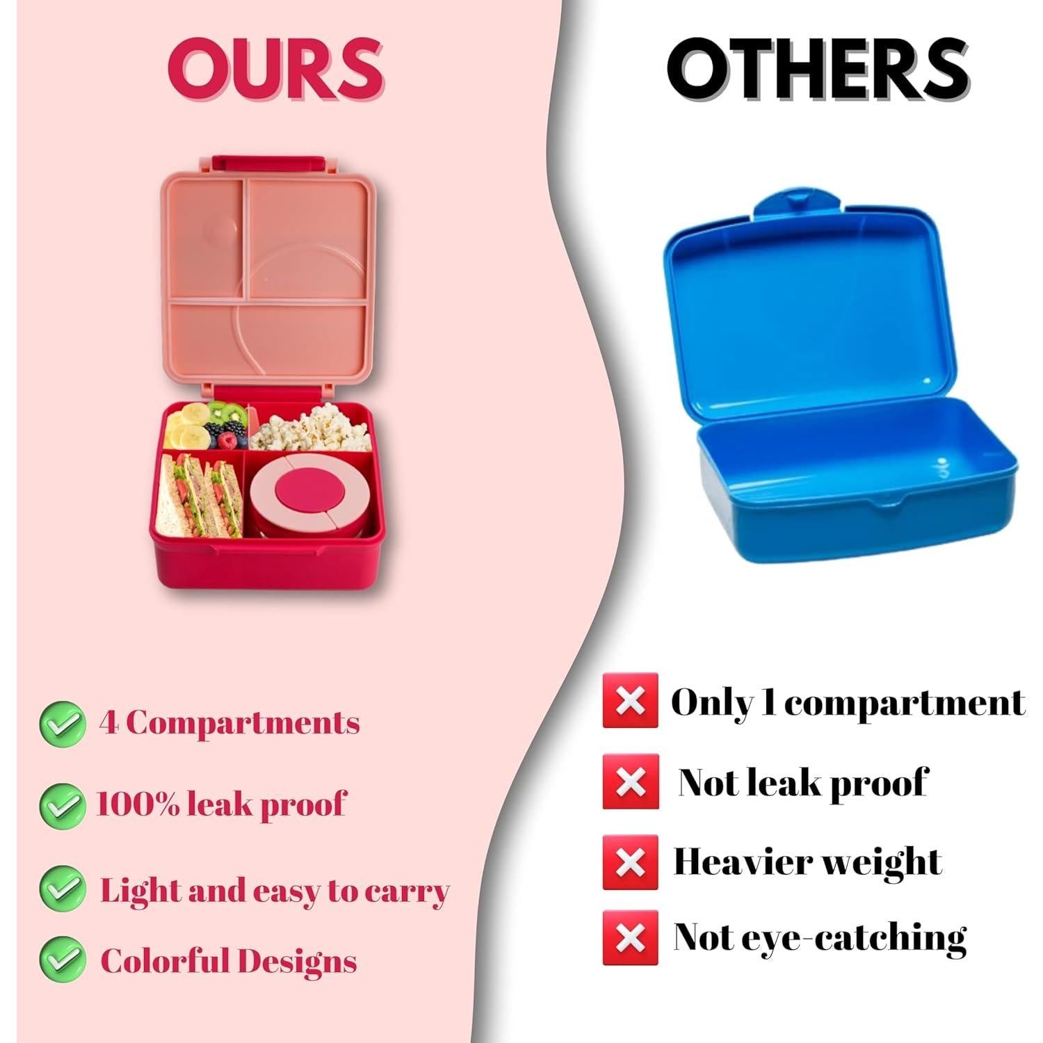 Caja Bento CANAIMA 1600ml con Termo Apta Microondas Rosa