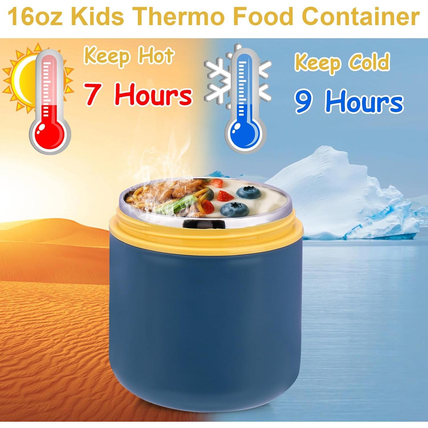 Termo Aislado Juome 16oz para Niños - Acero Inoxidable Azul