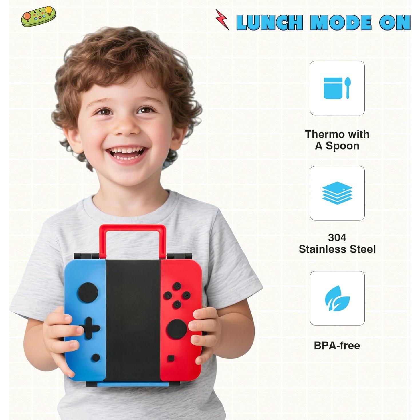 Caja Bento FAJSL para Niños con Termo 283g, Cuchara y Salsa