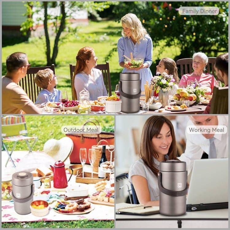 Termo Aislante LLAVE DORADA 2.4kg 87oz con 3 Contenedores