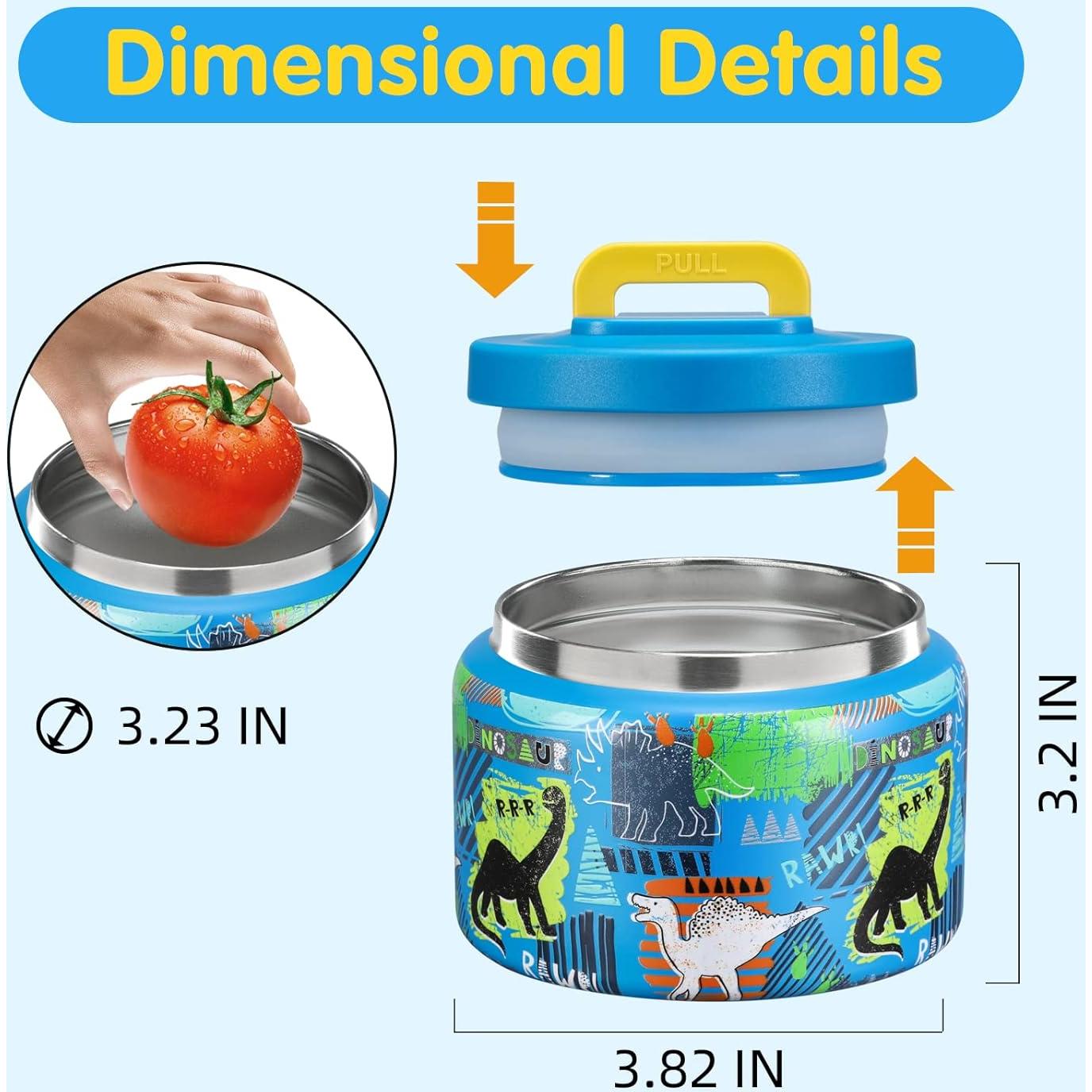 Tarro de Comida Térmico JXXM 240 ml Azul Dinosaurio Aislado
