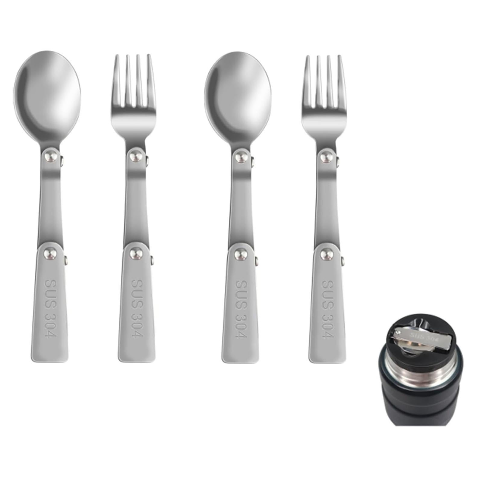 Cuchara y Tenedores de Acero Inoxidable KLOWOAH 4 Piezas