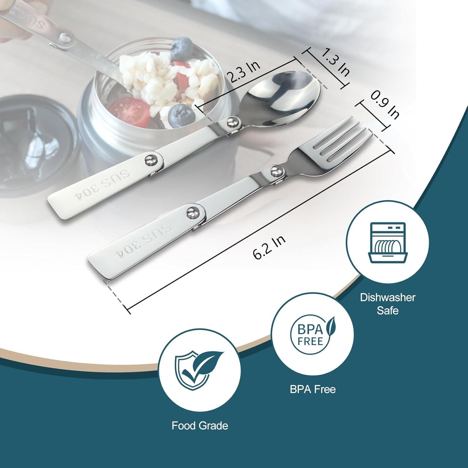 Cuchara y Tenedores de Acero Inoxidable KLOWOAH 4 Piezas