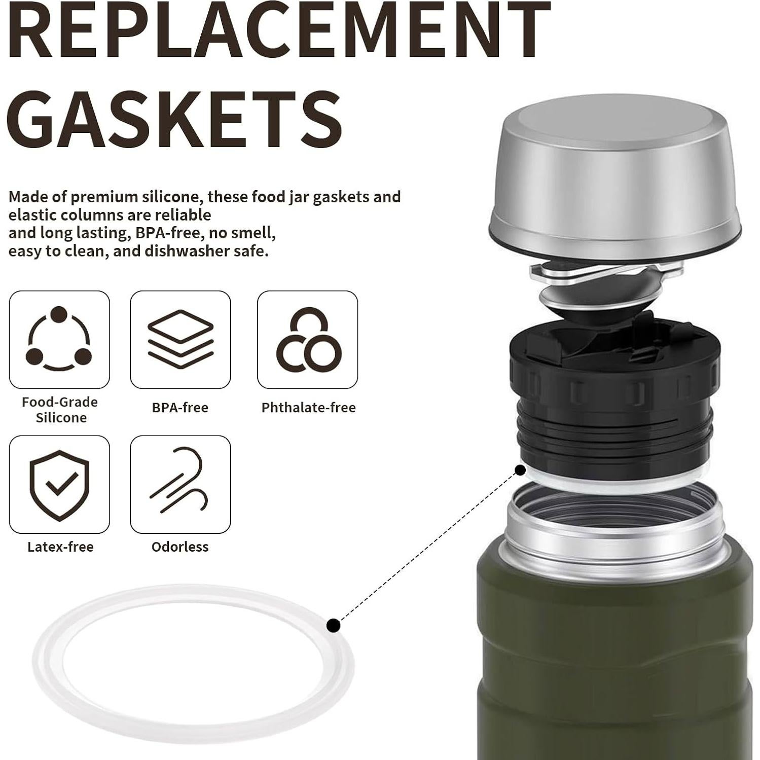 Juntas de Reemplazo Silicona para Tarro Thermos King 710ml - 4 Piezas