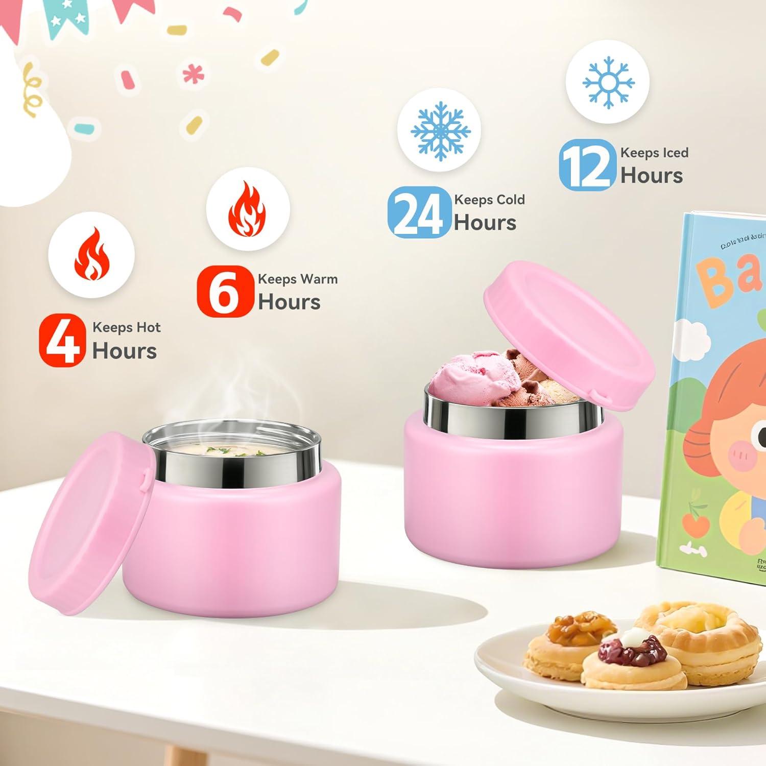 Caja de Almuerzo Bento Aimsnk Rosa con Termo 350ml y 4 Compartimentos