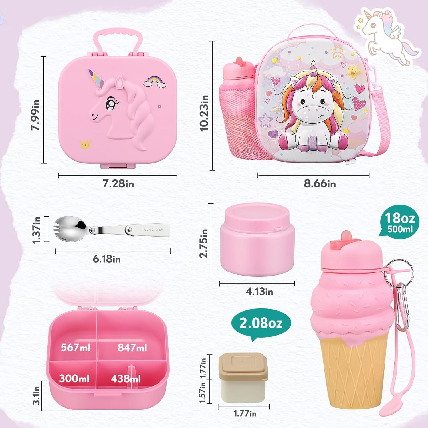 Caja de Almuerzo Bento Aimsnk Rosa con Termo 350ml y 4 Compartimentos