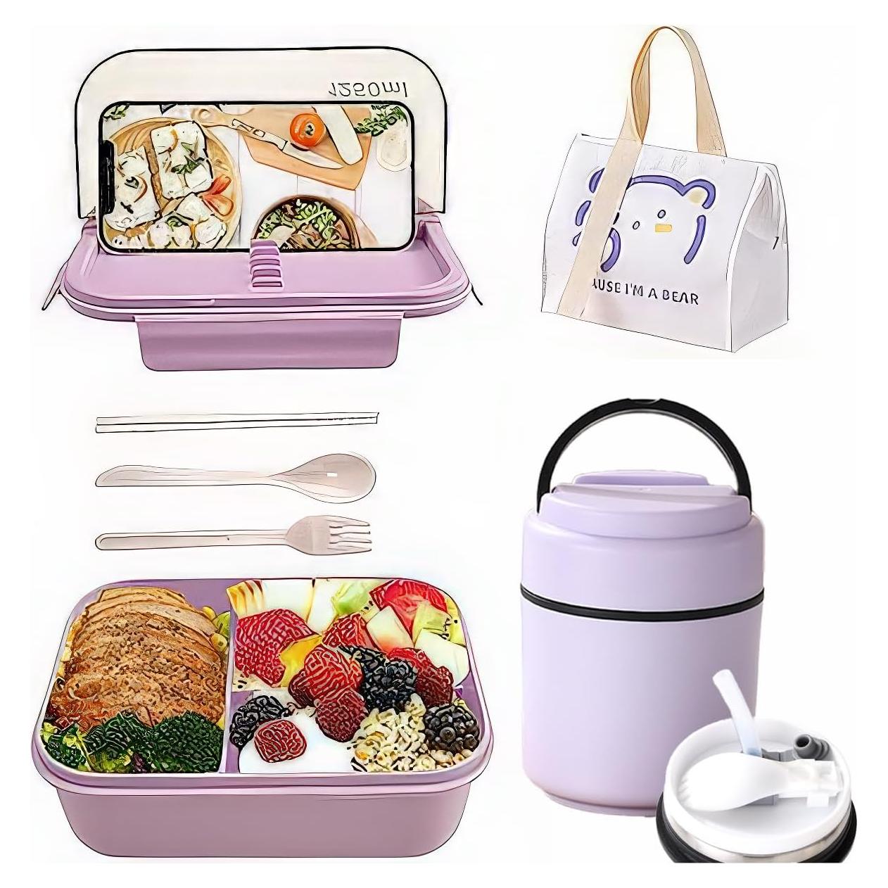 Caja Bento Zazoot Hermética 3 Compartimentos + Taza Sopa