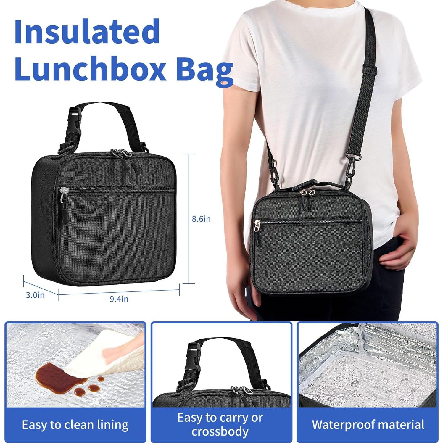 Caja Bento FAJSL Negra con Contenedor Térmico 9oz y Utensilios