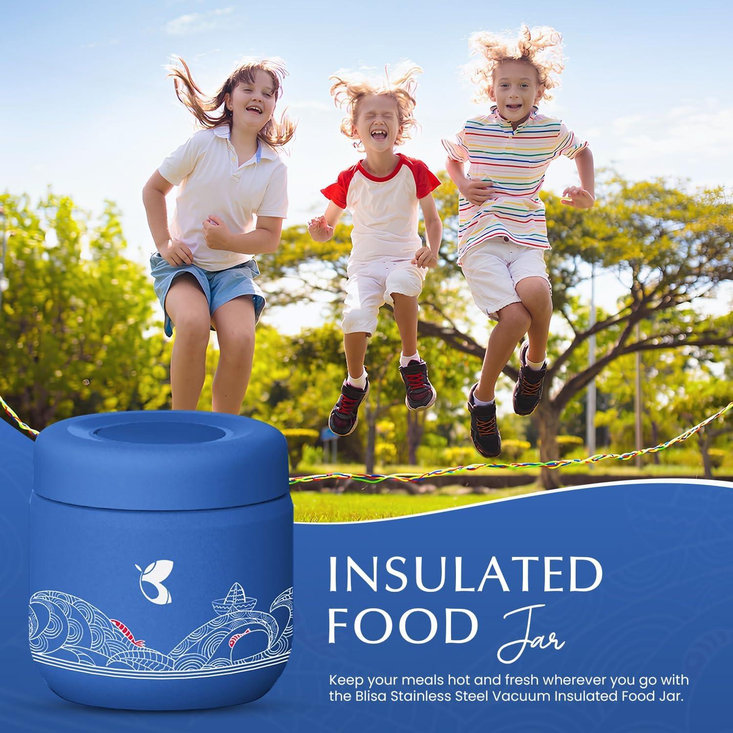 Tarro de Comida Aislado Blisa 350ml Acero Inoxidable Azul