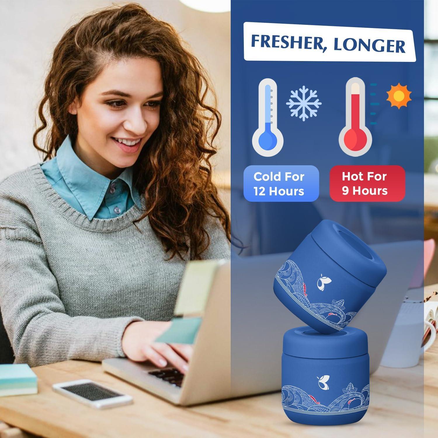 Tarro de Comida Aislado Blisa 350ml Acero Inoxidable Azul