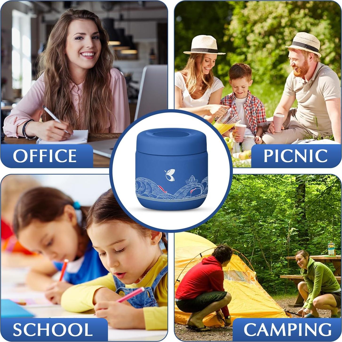 Tarro de Comida Aislado Blisa 350ml Acero Inoxidable Azul