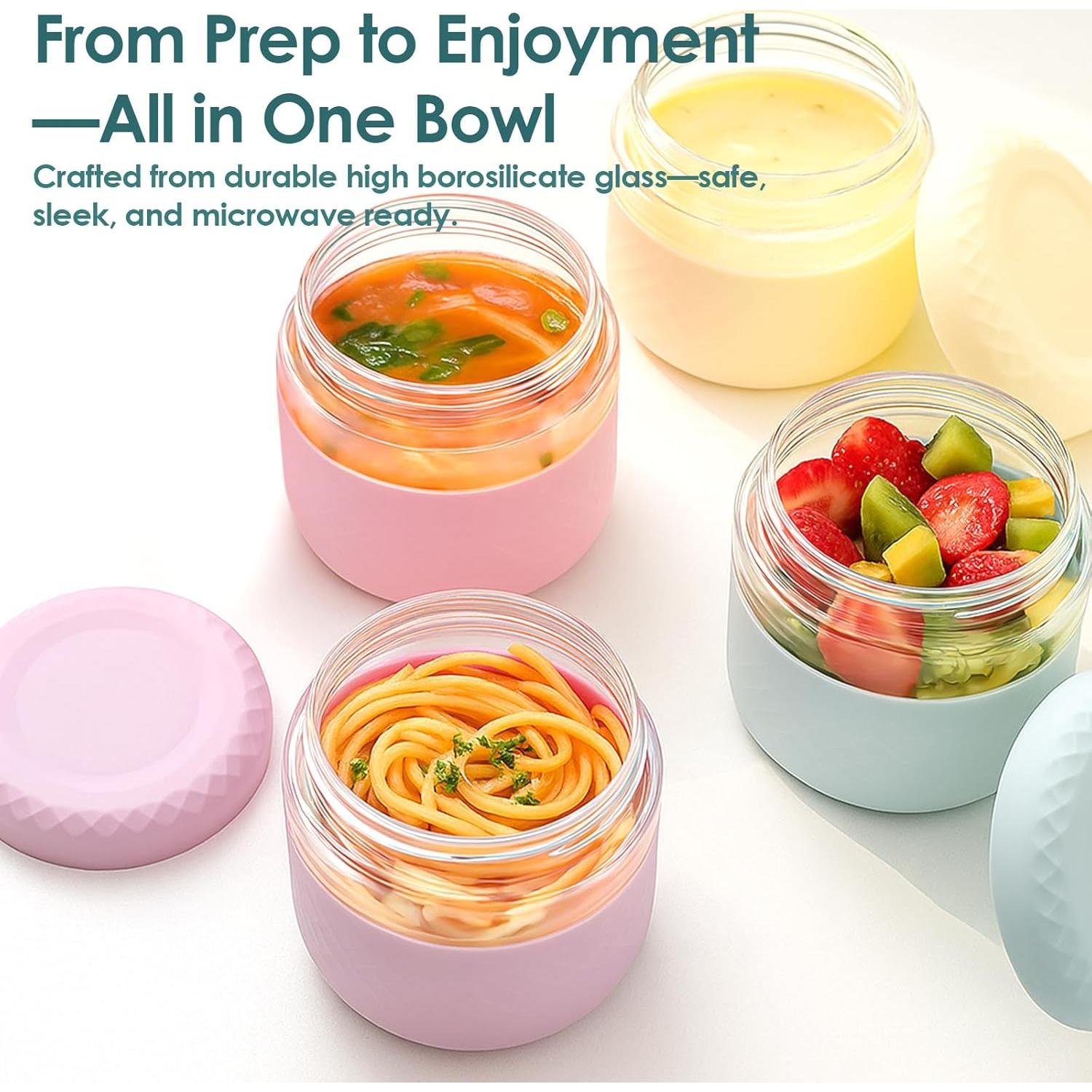 Contenedor de Almuerzo de Vidrio Cafezi 710 ml Rosa A Prueba de Fugas