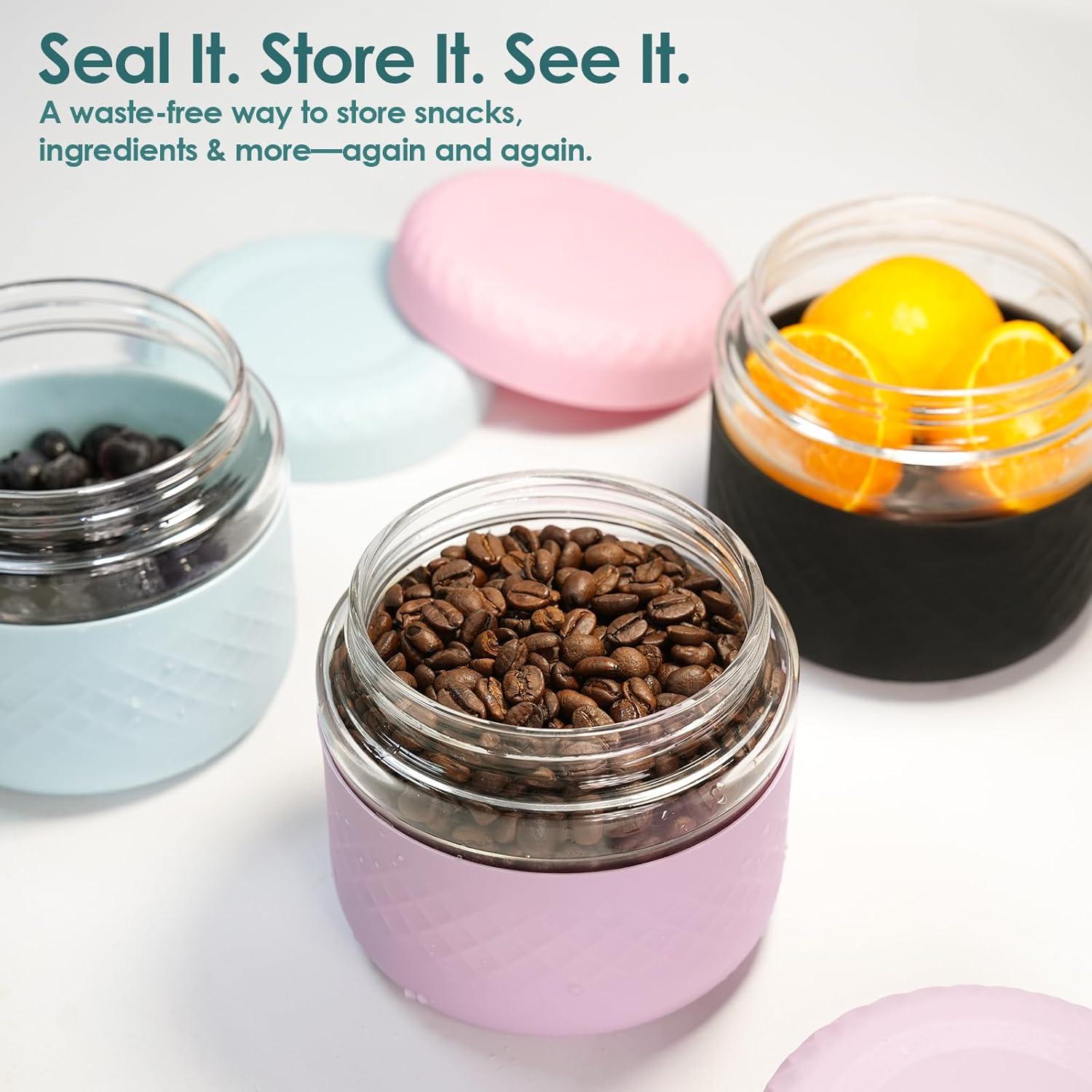 Contenedor de Almuerzo de Vidrio Cafezi 710 ml Rosa A Prueba de Fugas