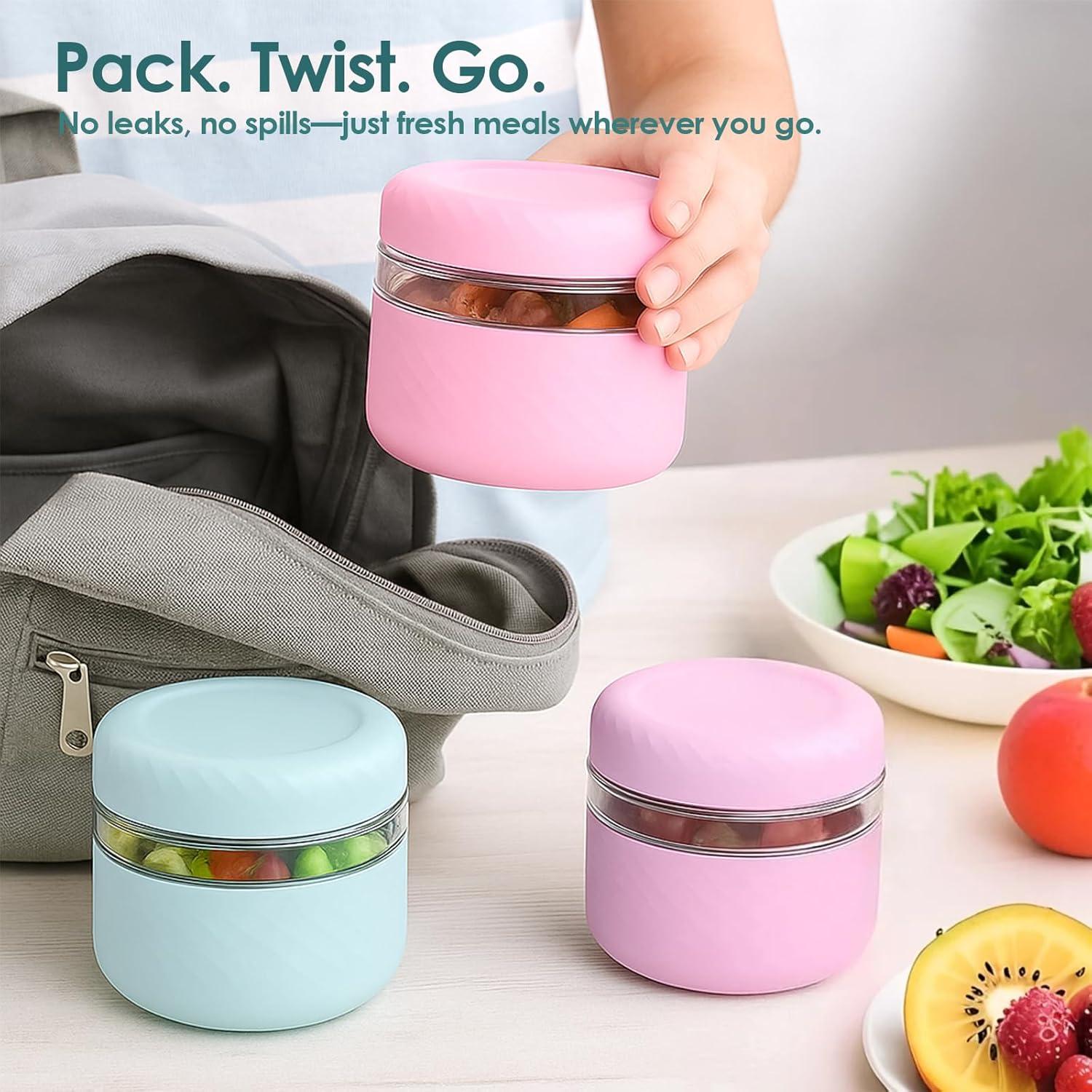 Contenedor de Almuerzo de Vidrio Cafezi 710 ml Rosa A Prueba de Fugas