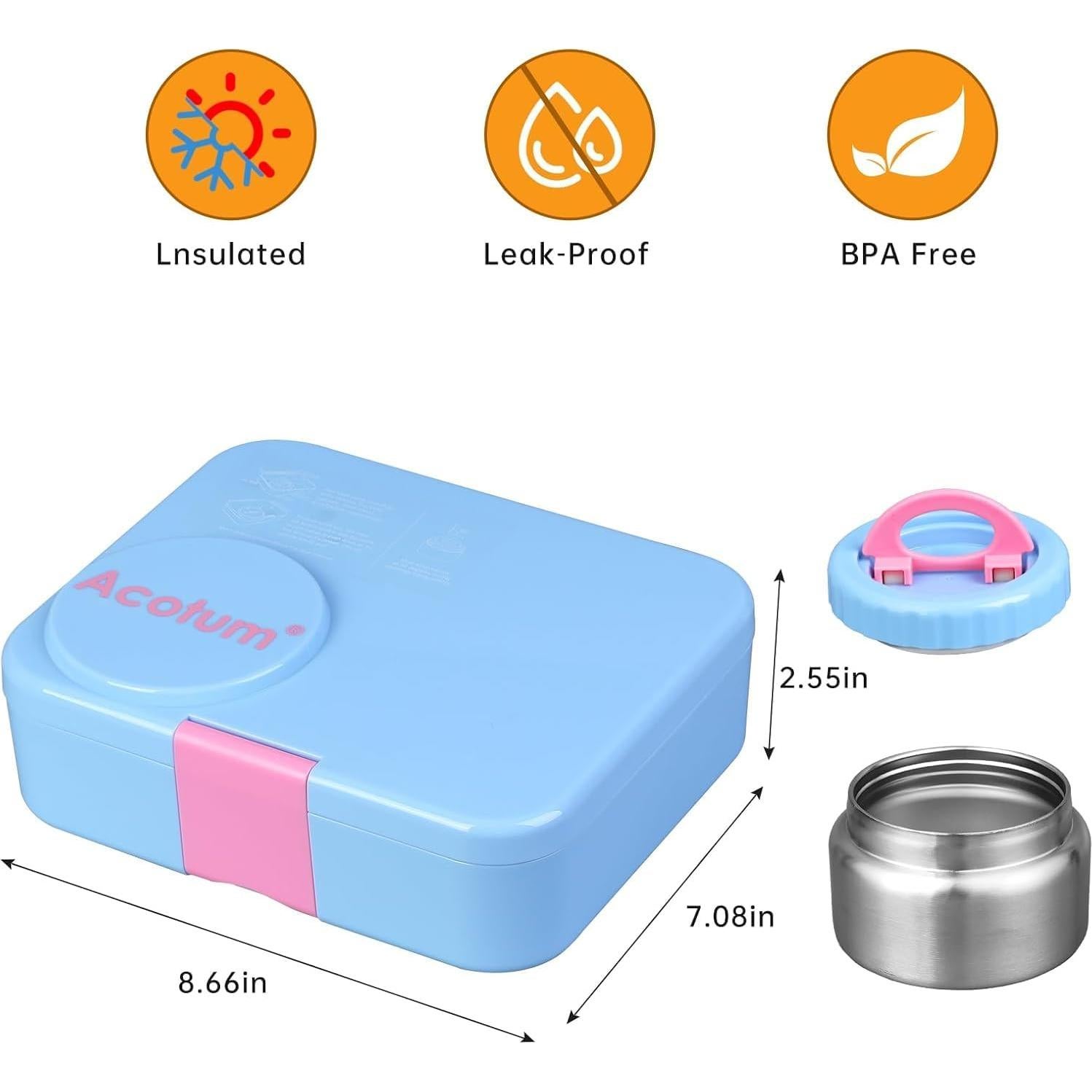 Caja de Almuerzo Bento ACOTUM Lila 5 Compartimentos 0.34L