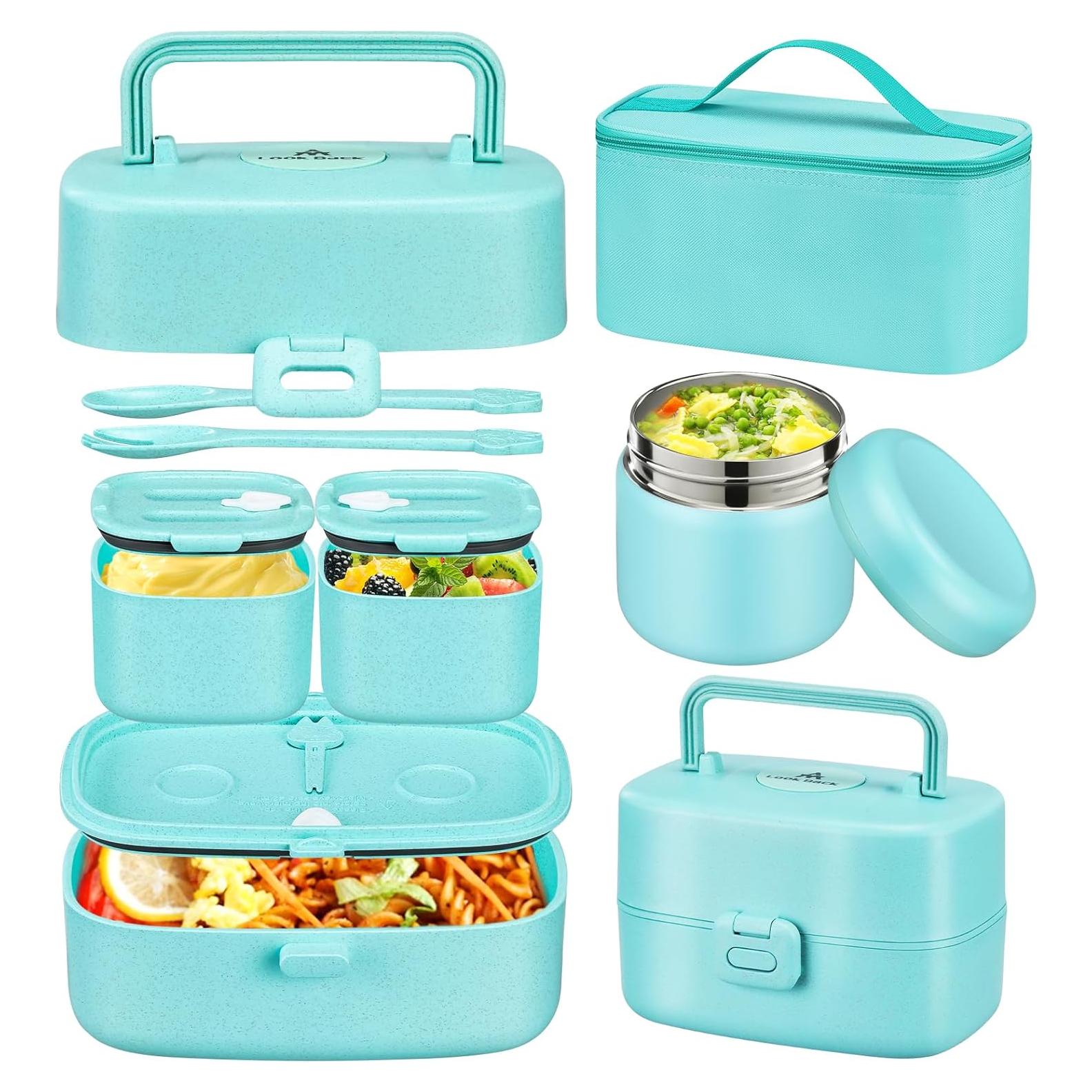 Caja de Almuerzo Bento JOOPETALK con Termo 226ml y 3 Compartimentos