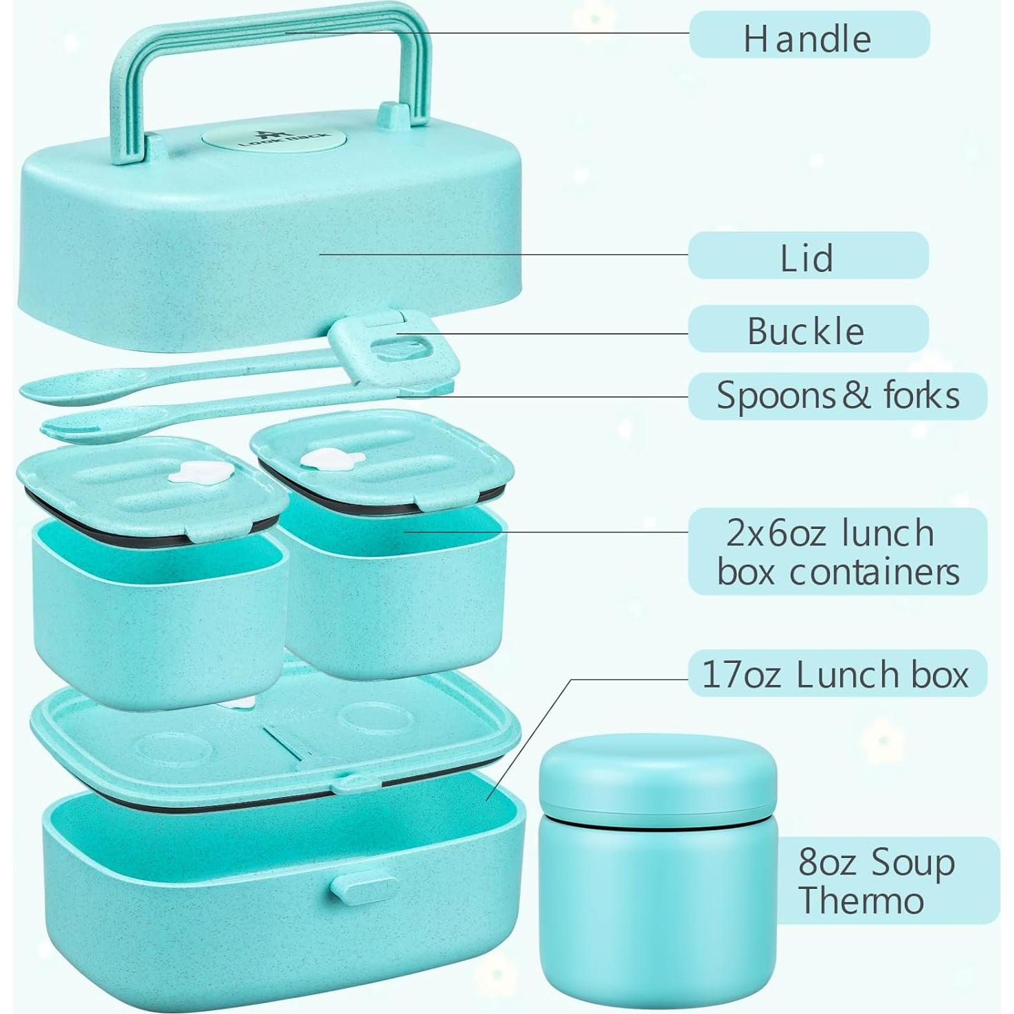 Caja de Almuerzo Bento JOOPETALK con Termo 226ml y 3 Compartimentos