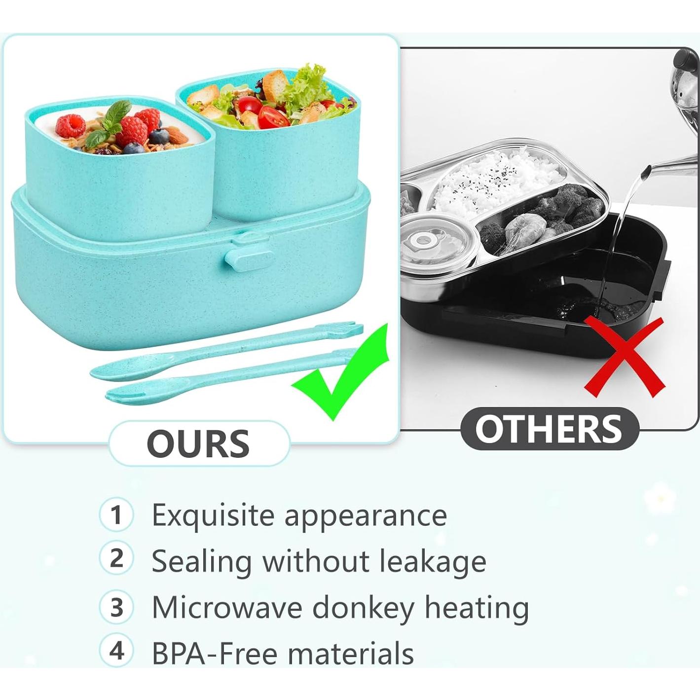 Caja de Almuerzo Bento JOOPETALK con Termo 226ml y 3 Compartimentos