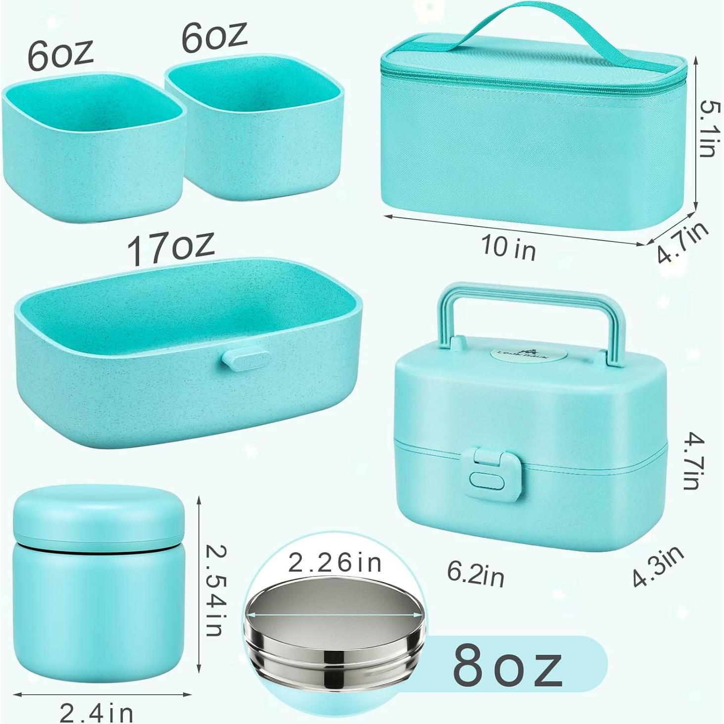 Caja de Almuerzo Bento JOOPETALK con Termo 226ml y 3 Compartimentos