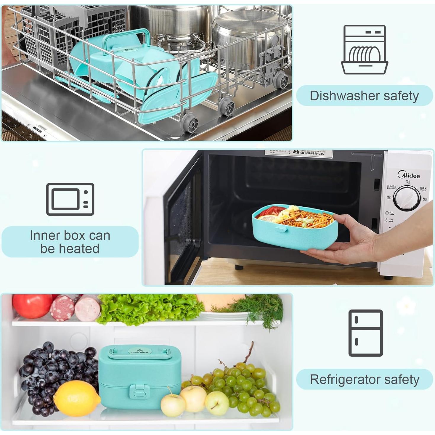 Caja de Almuerzo Bento JOOPETALK con Termo 226ml y 3 Compartimentos