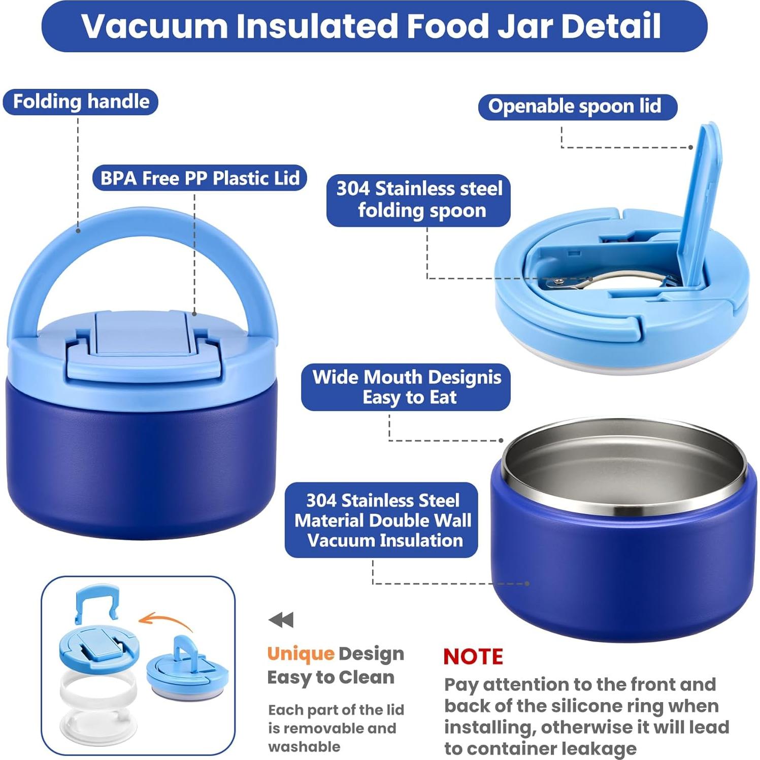 Caja de Almuerzo Bento BABHAMNESS Azul con Termo 240ml