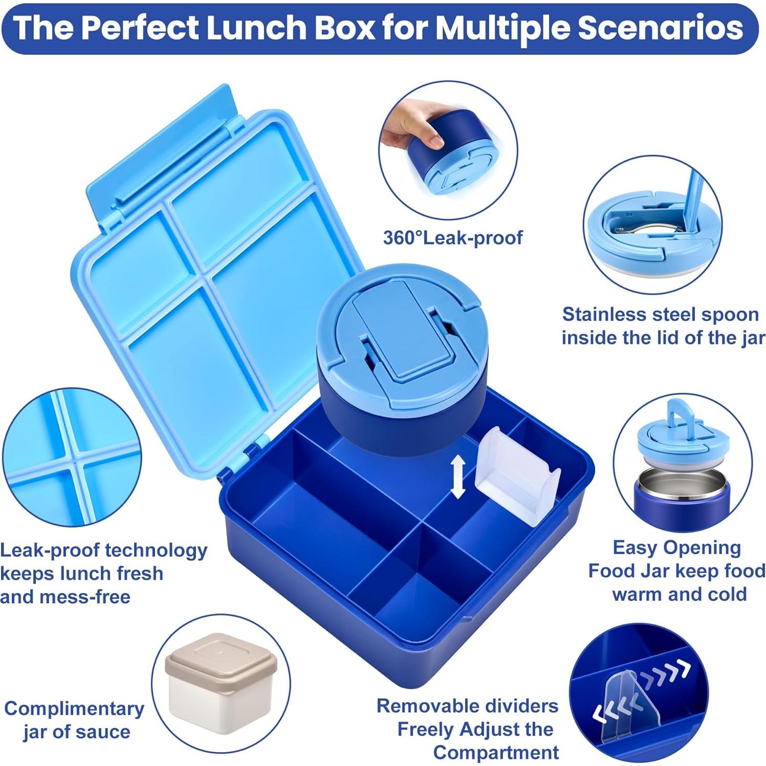 Caja de Almuerzo Bento BABHAMNESS Azul con Termo 240ml