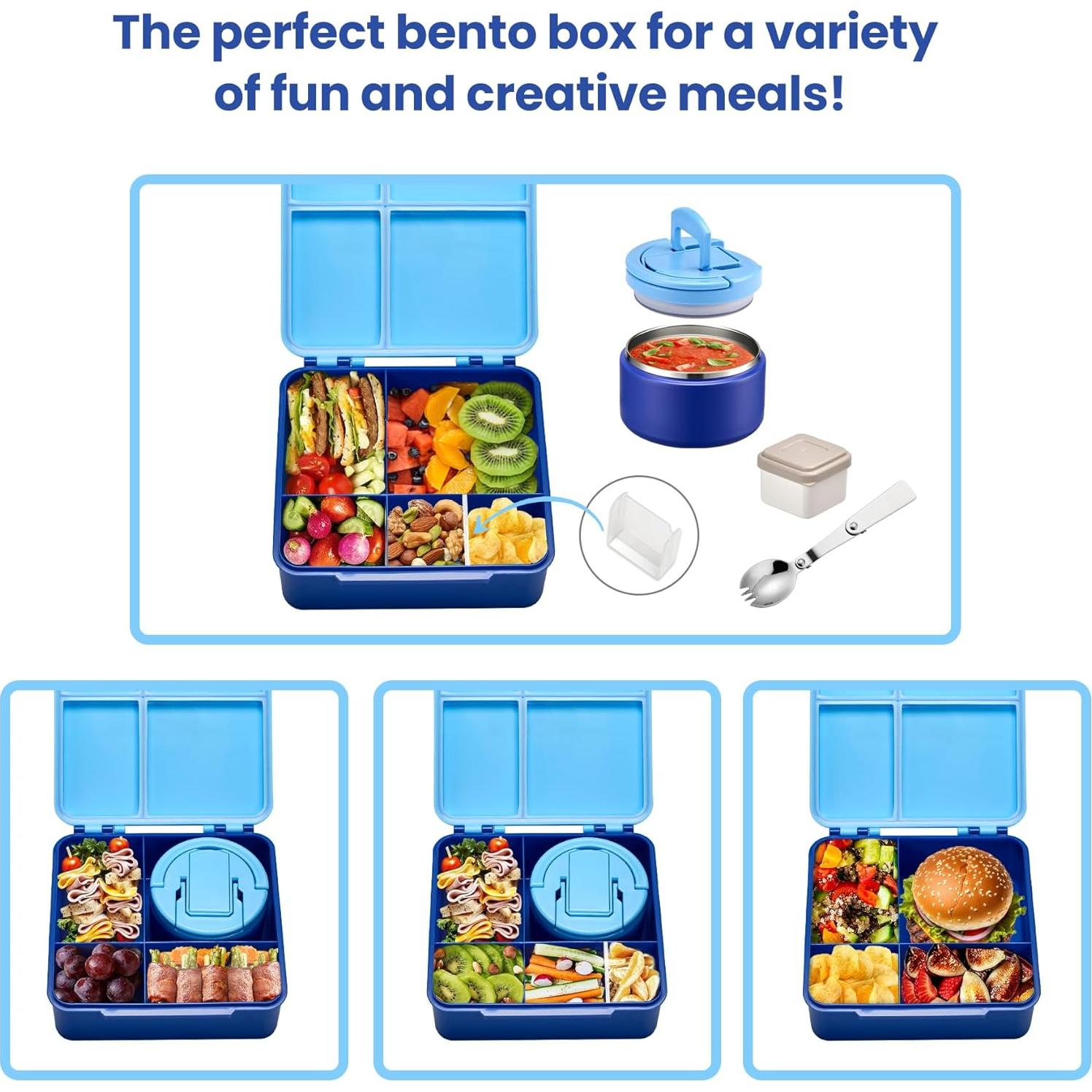 Caja de Almuerzo Bento BABHAMNESS Azul con Termo 240ml